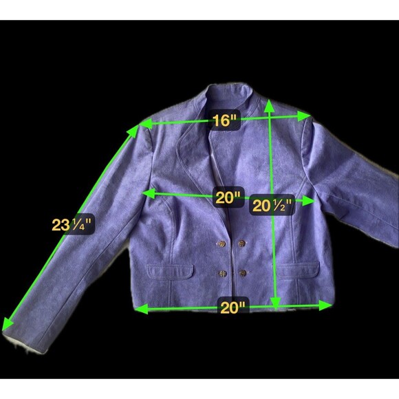 Vtg Ultrasuede Cropped Jacket Sz 14 ( S / M ) Purple Blazer Vegan Suede Washable - Picture 10 of 14